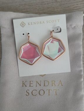 Kendra Scott Iridescent Pink Hexagon Drop Earrings